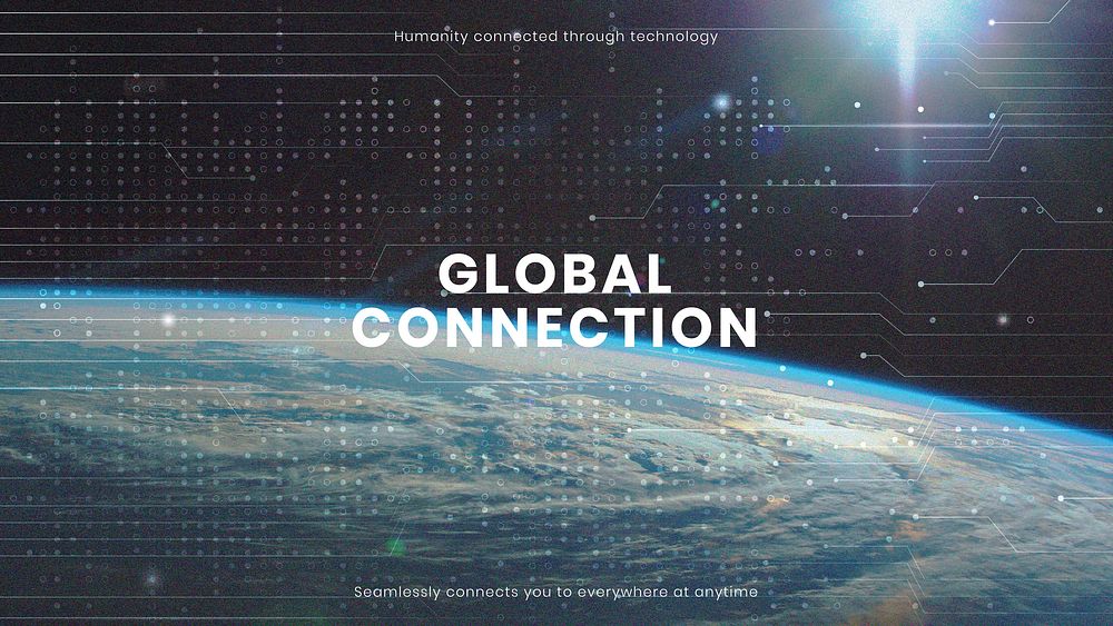 Global connection technology template vector computer business presentation