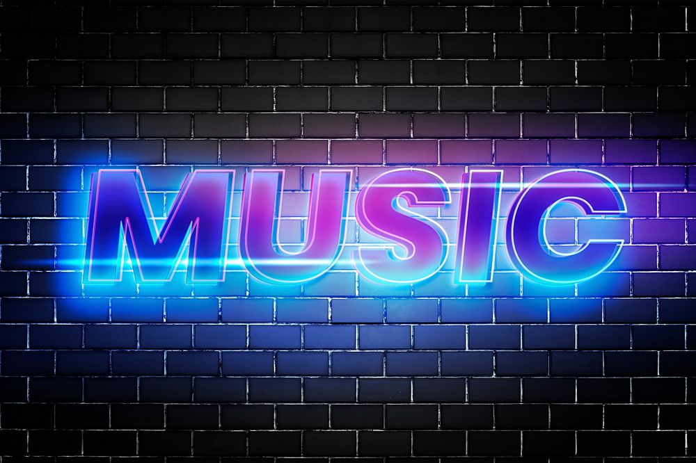 Music text in 3d glow font