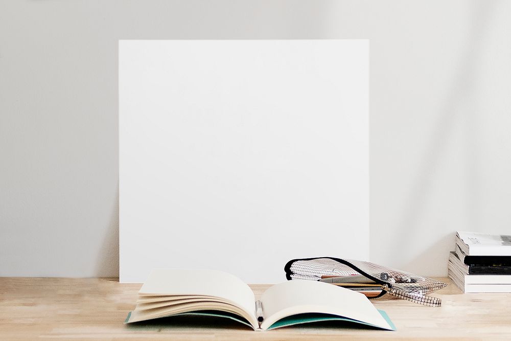 White square canvas with design space on work table