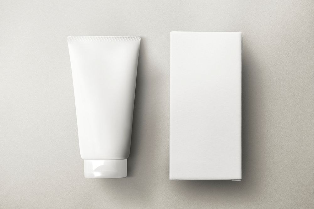 White skincare tube with packaging box for beauty brands