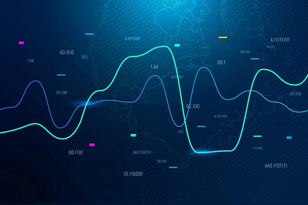 Global business background vector with stock chart in blue tone