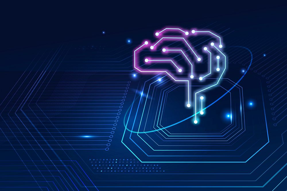 AI technology brain background psd digital transformation concept