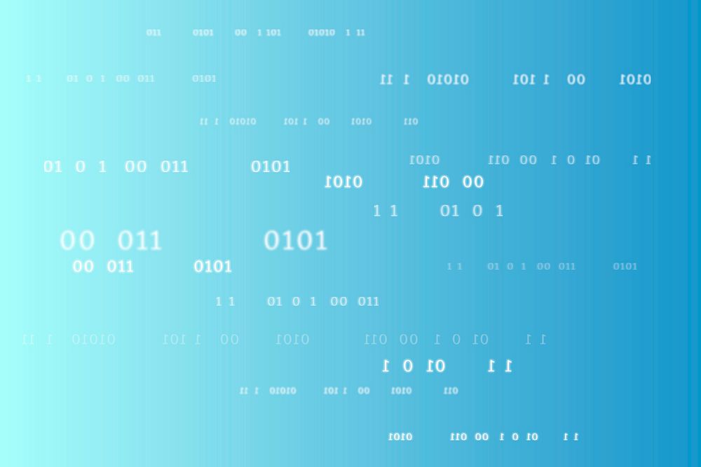 Binary code pattern vector on blue background
