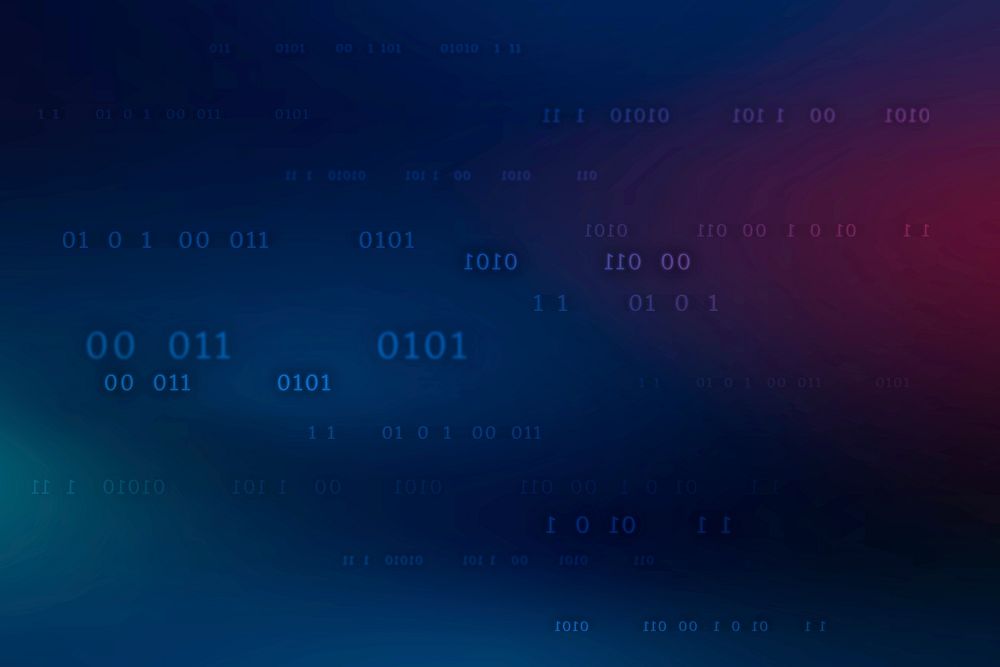 Binary code pattern vector on dark blue background