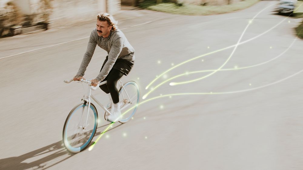 Zero emission transport with man biking background