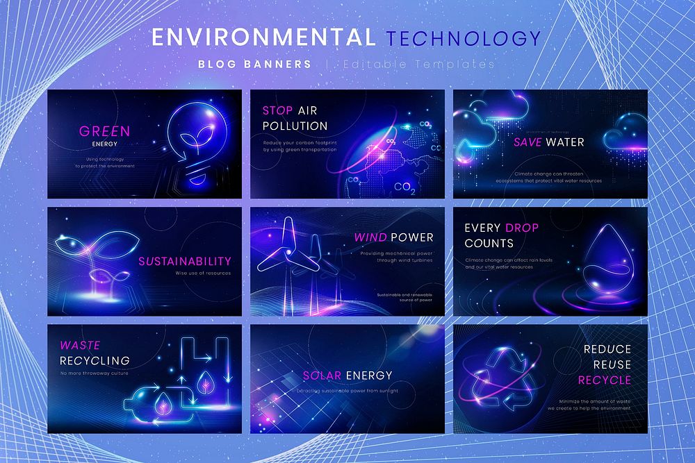 Environmental technology banner template vector set