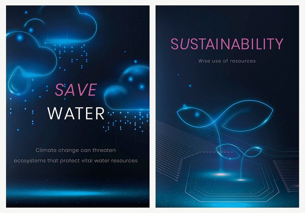 Environmental technology poster template vector set