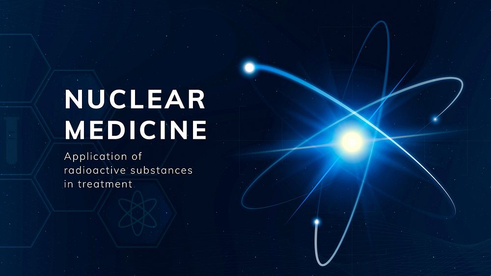 Nuclear medicine science template vector atom presentation
