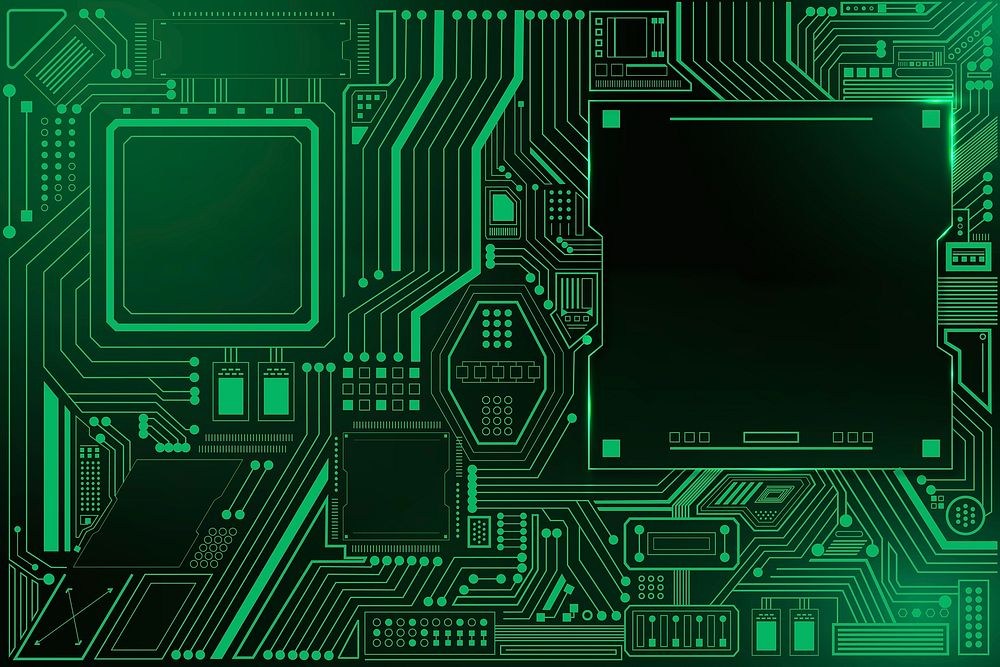 Motherboard circuit technology background in gradient green