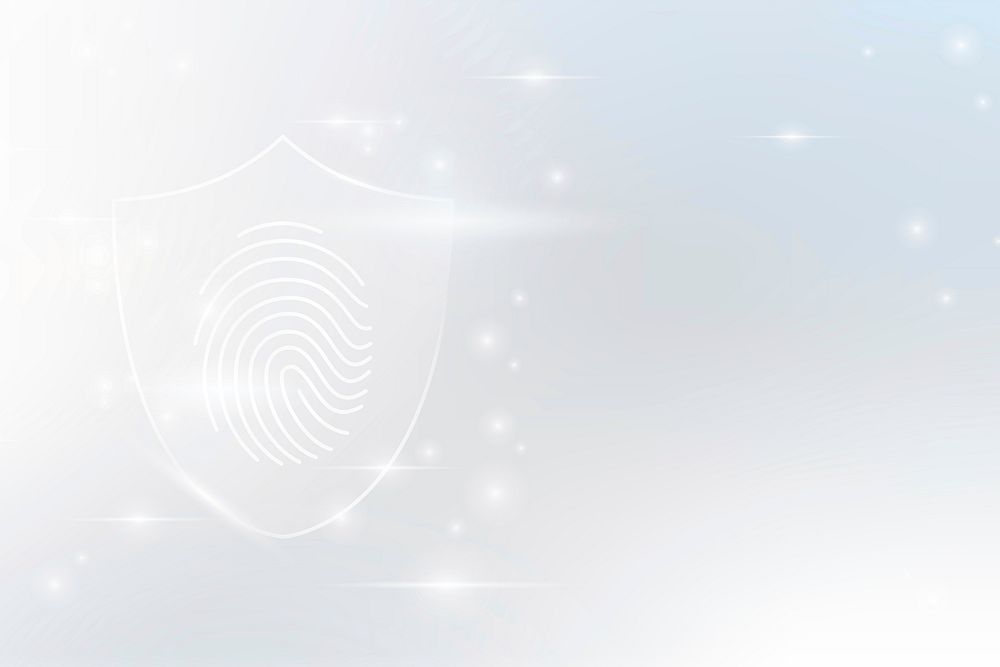 Cyber security technology background vector with fingerprint scanner in white tone