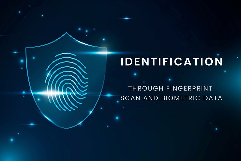 Biometrics identification technology template vector with fingerprint scan
