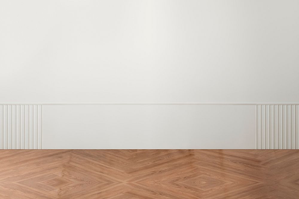 Blank white wall with wooden floor
