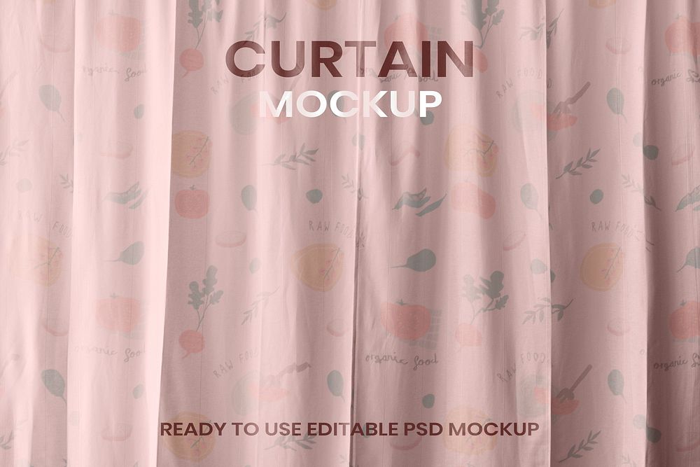 Drapery mockup psd in pink floral pattern design