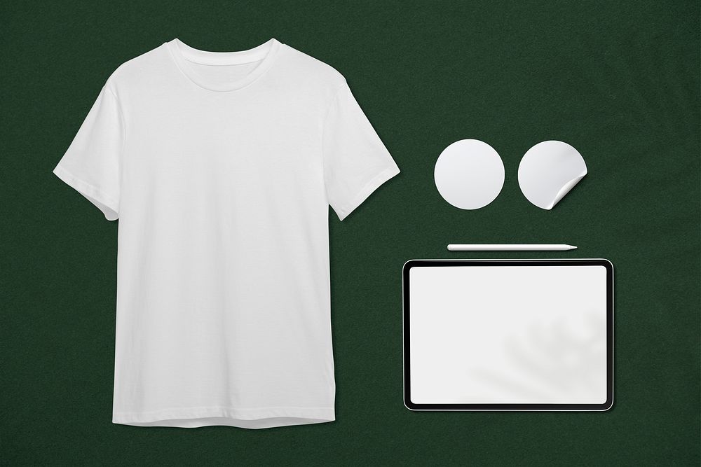 Branding set with t shirt, tablet and sticker