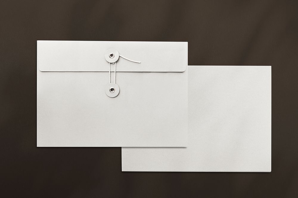 White envelope on brown background