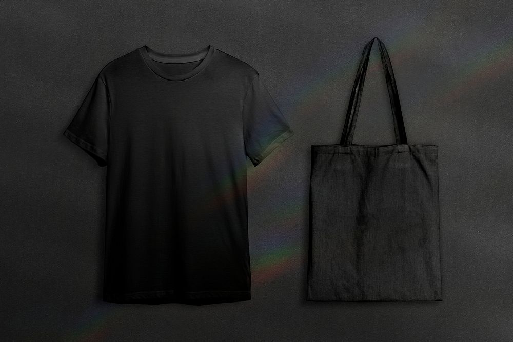 Blank black t-shirt and tote bag