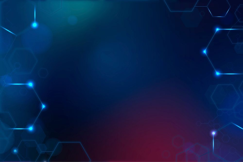 Digital technology background with hexagon frame in blue tone