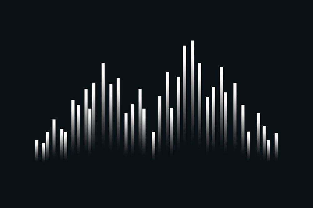 Music equalizer technology black background vector with white digital sound wave