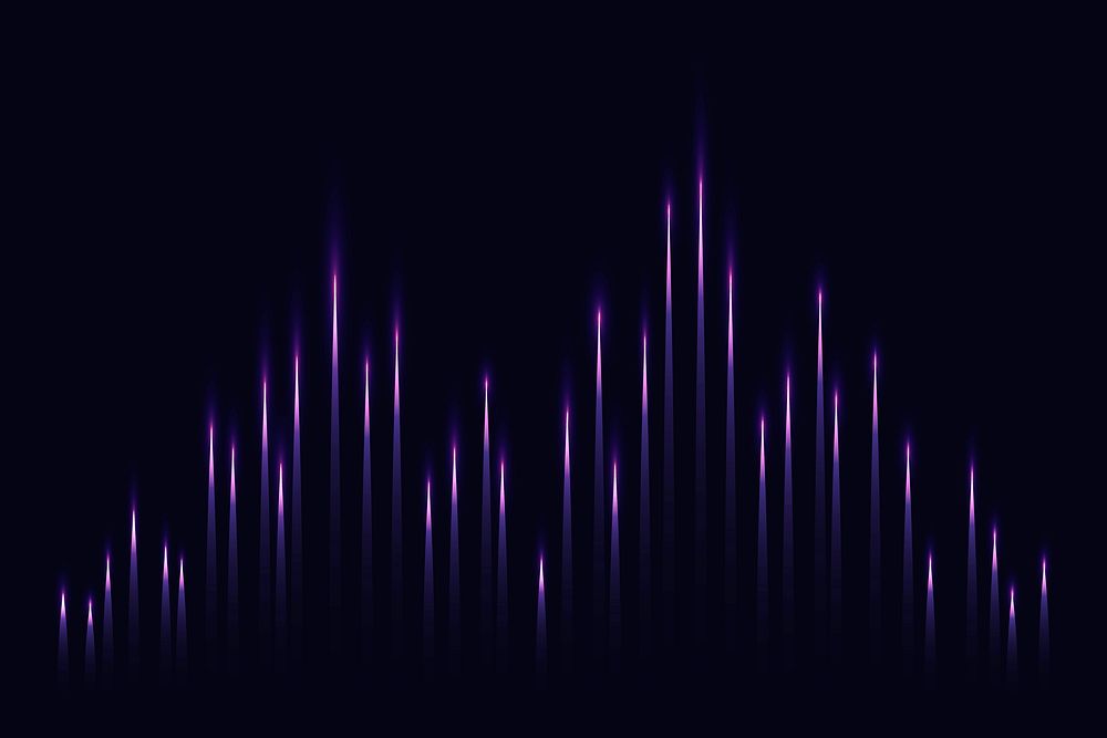 Music equalizer technology black background vector with purple digital sound wave