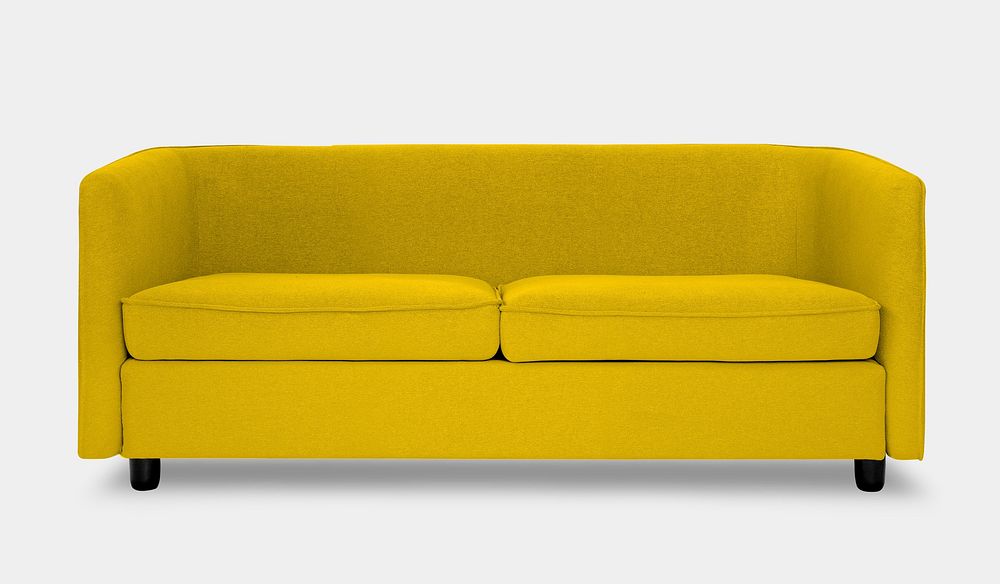 Yellow tuxedo sofa mockup psd living room furniture