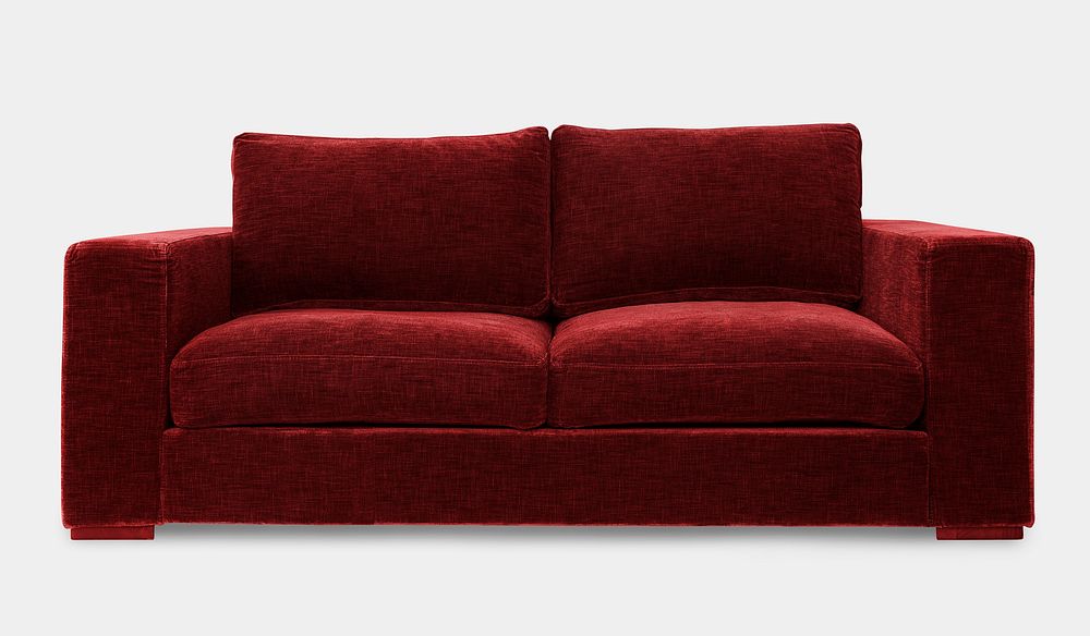Red modern sofa mockup psd living room furniture