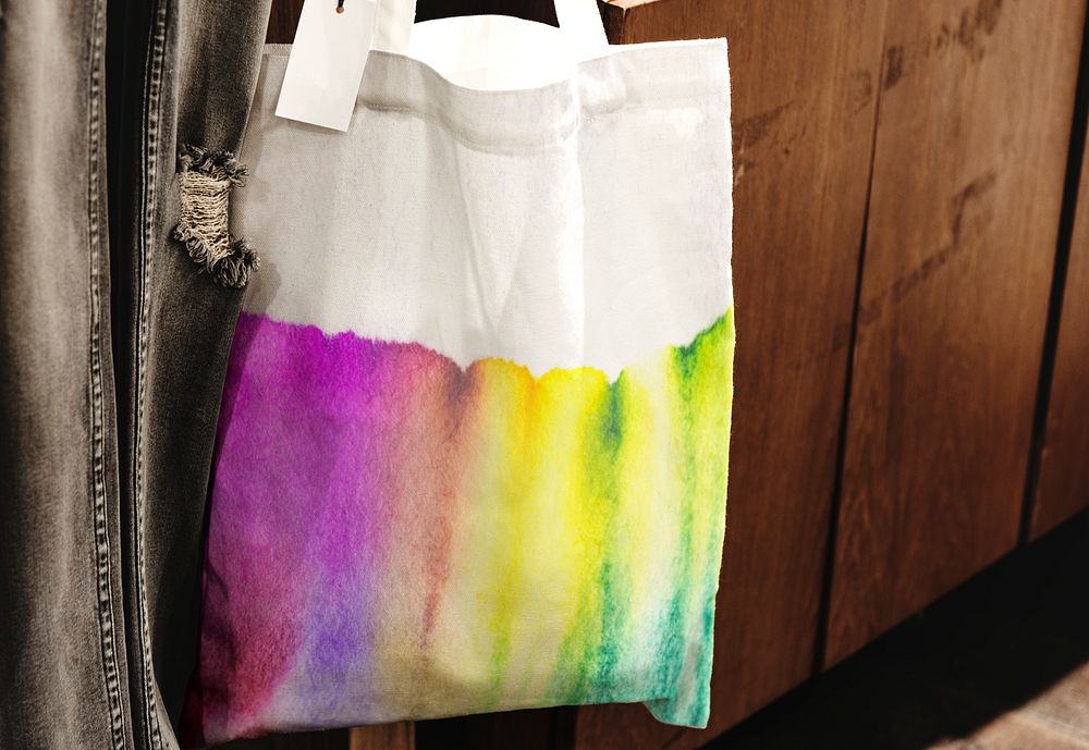 Tie-dye tote bag in chromatography art fashion