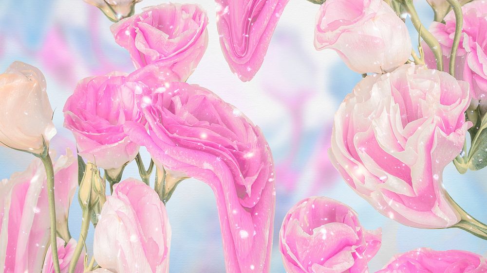 Pink floral background wallpaper, trippy aesthetic design