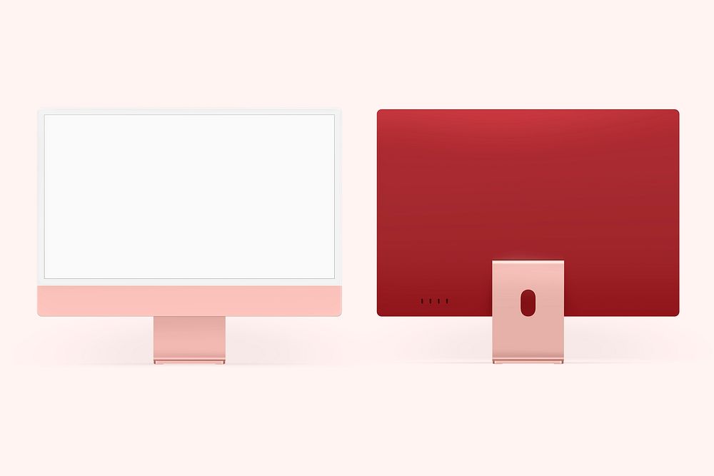 Pink feminine computer desktop screen digital device with design space