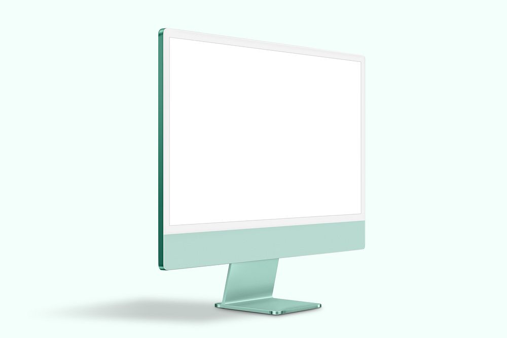 Green minimal computer desktop screen digital device with design space