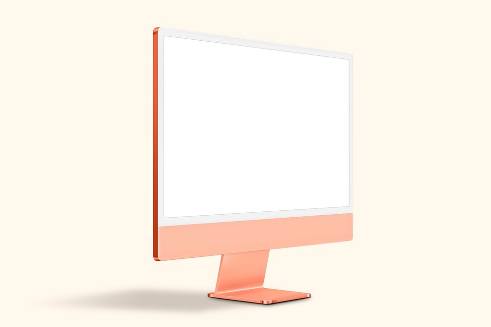 Orange pastel computer desktop screen digital device with design space