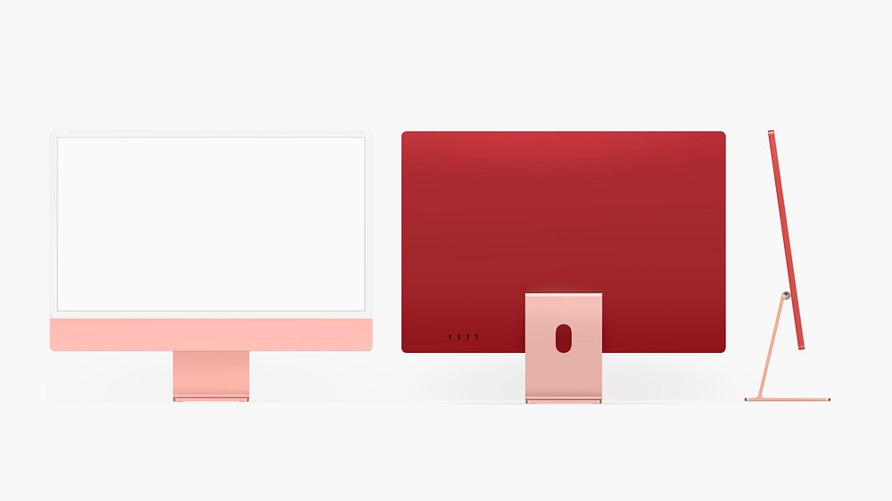 Pink feminine computer desktop screen digital device with design space