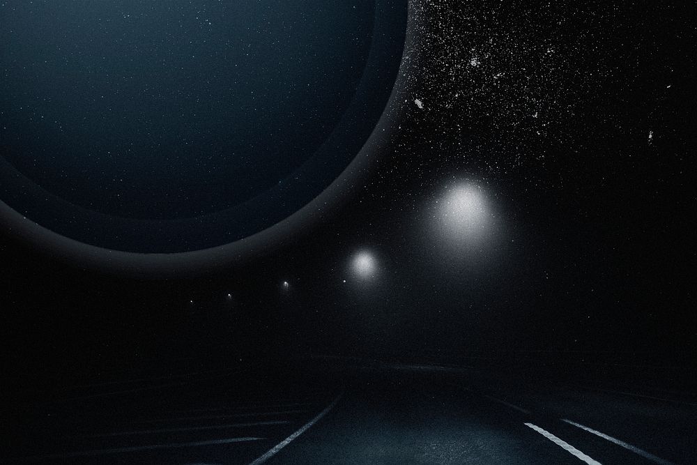 Aesthetic dark galaxy background starry sky and road remix