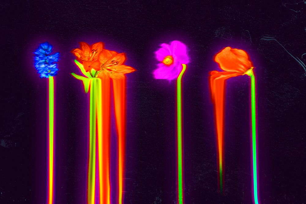 Holographic liquid flower desktop wallpaper
