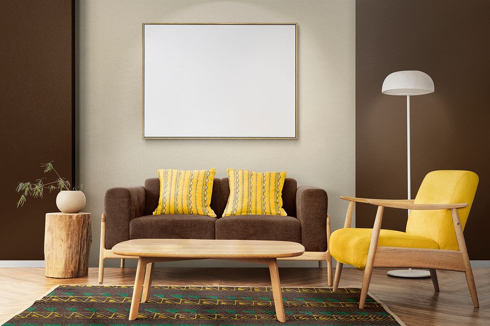Interior living room design Scandinavian style in warm tone 