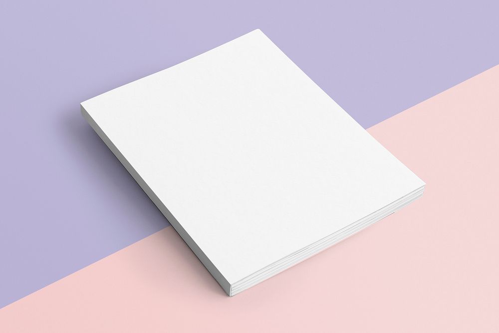 Blank book on pastel background