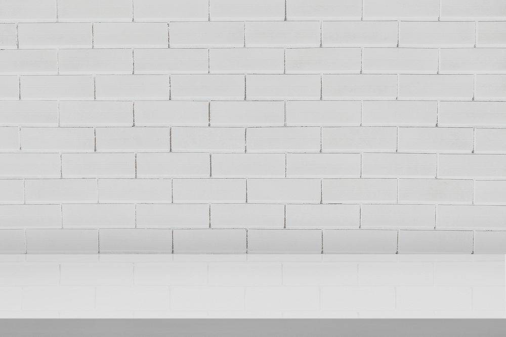 Minimal white brick product backdrop 