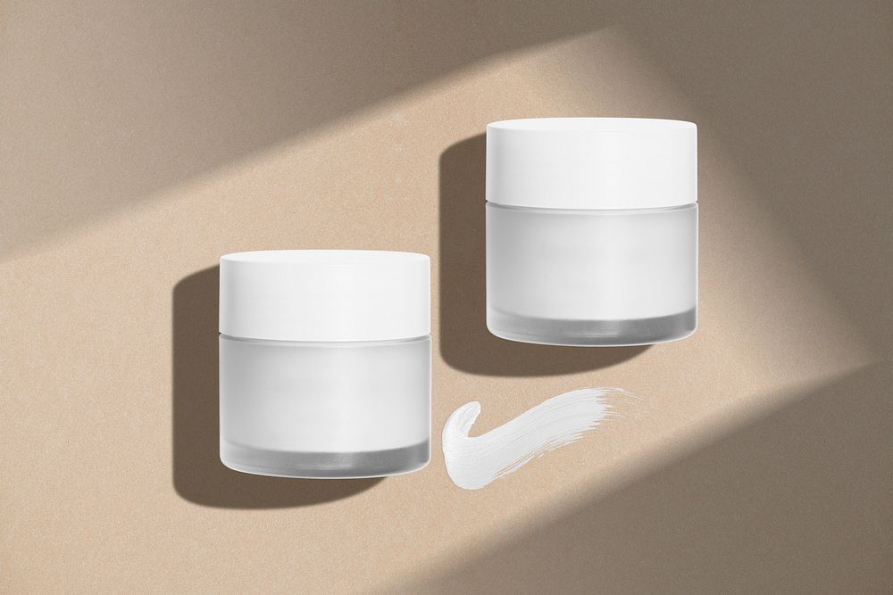 Cosmetic jars on minimal background | Free Photo - rawpixel