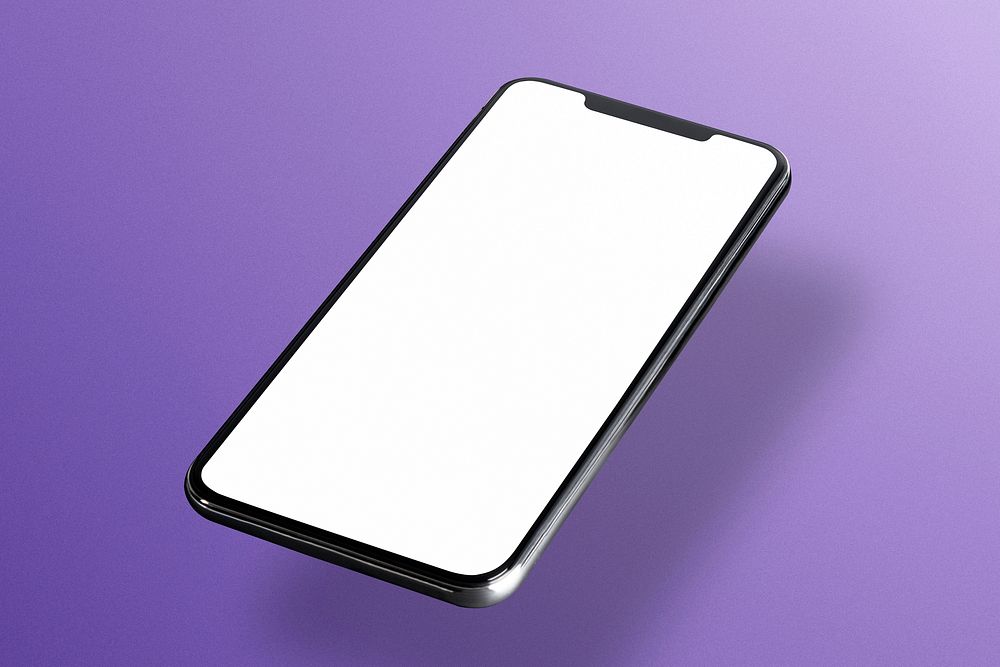 Blank phone screen on purple background