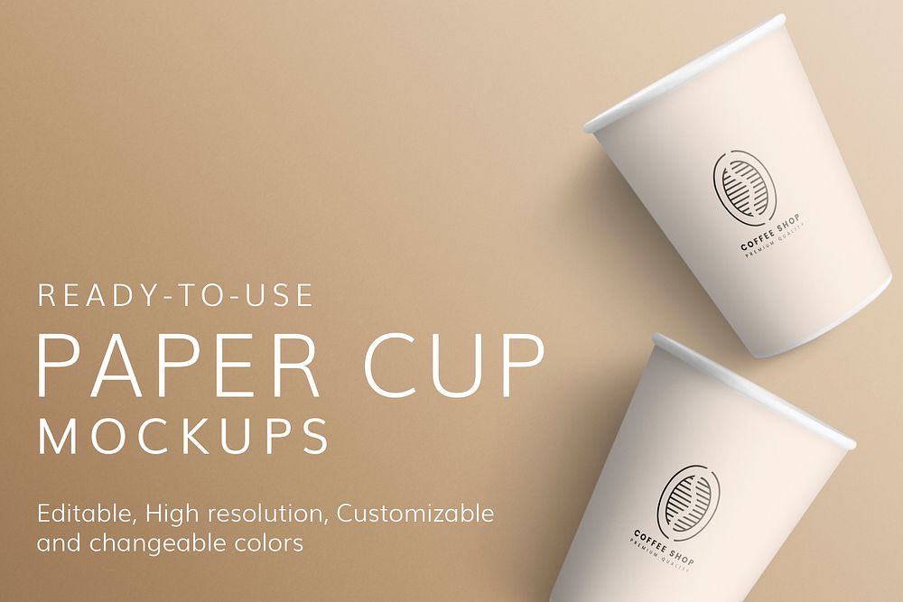 Paper coffee cups mockup psd