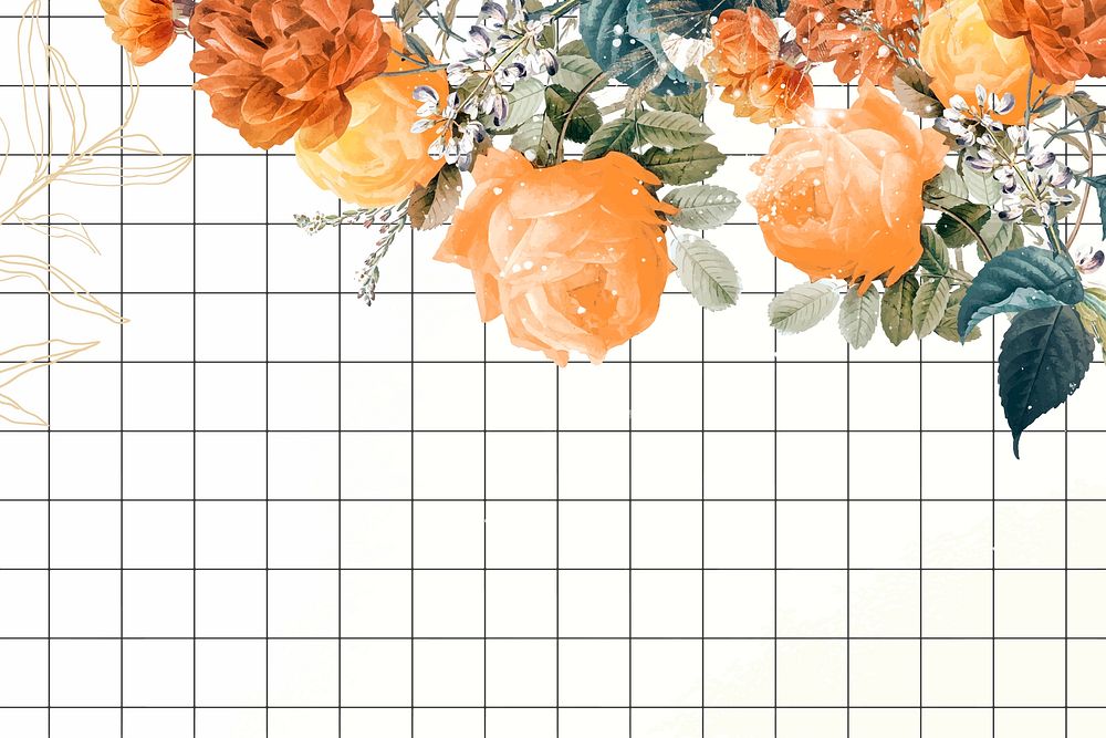 Flower background aesthetic border vector, remixed from vintage public domain images