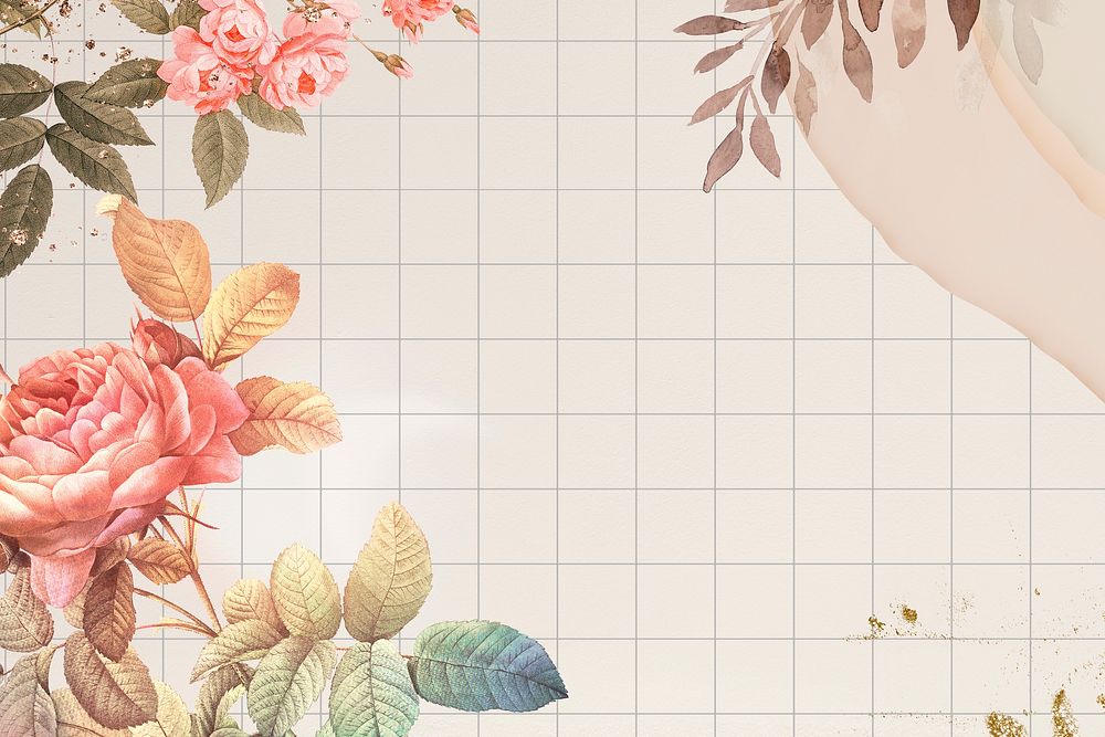 Aesthetic flower wallpaper background, beautiful remix from vintage public domain art