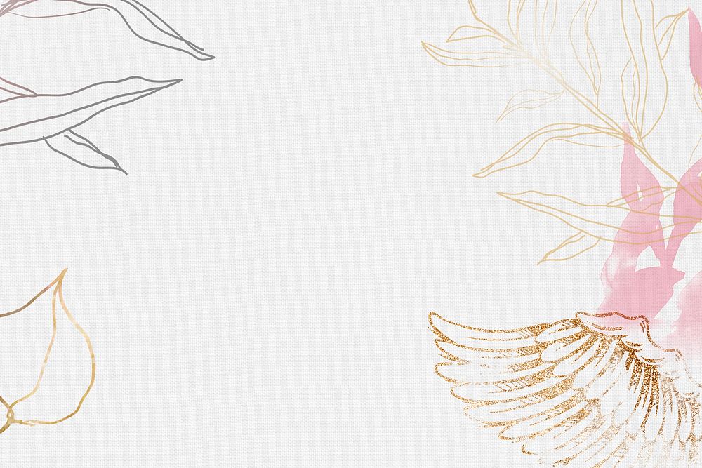 Aesthetic angel wing wallpaper background, gold design