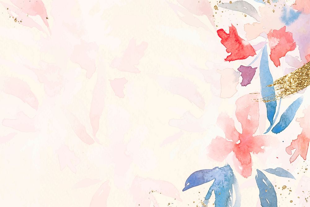 Flowers background watercolor vector in pink spring season