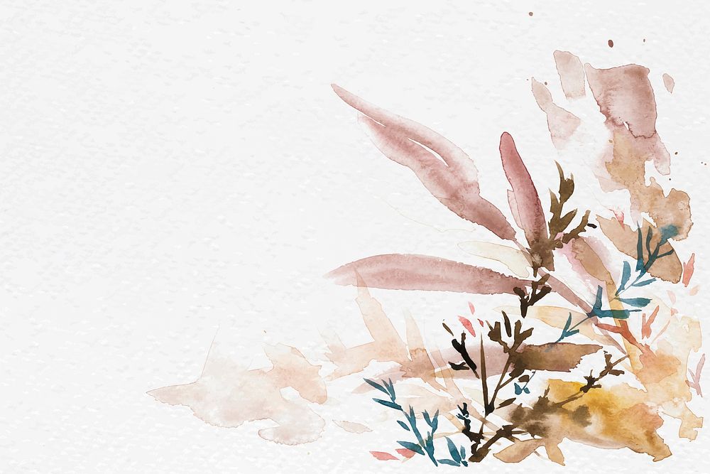 Autumn floral border background vector in white with leaf watercolor illustration