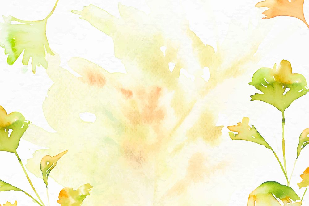 Aesthetic leaf watercolor background vector in green autumn season