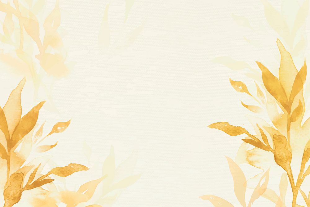 Yellow watercolor leaf background vector aesthetic autumn season