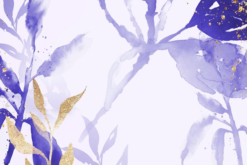 Purple watercolor leaf background aesthetic winter season