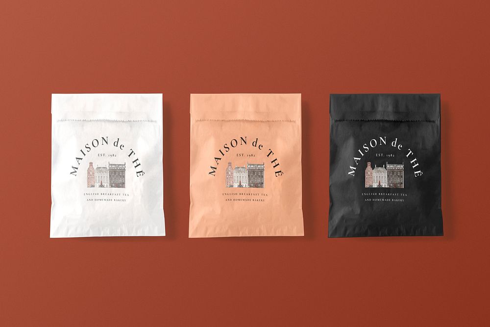 Bakery paper bag in minimal style with design space