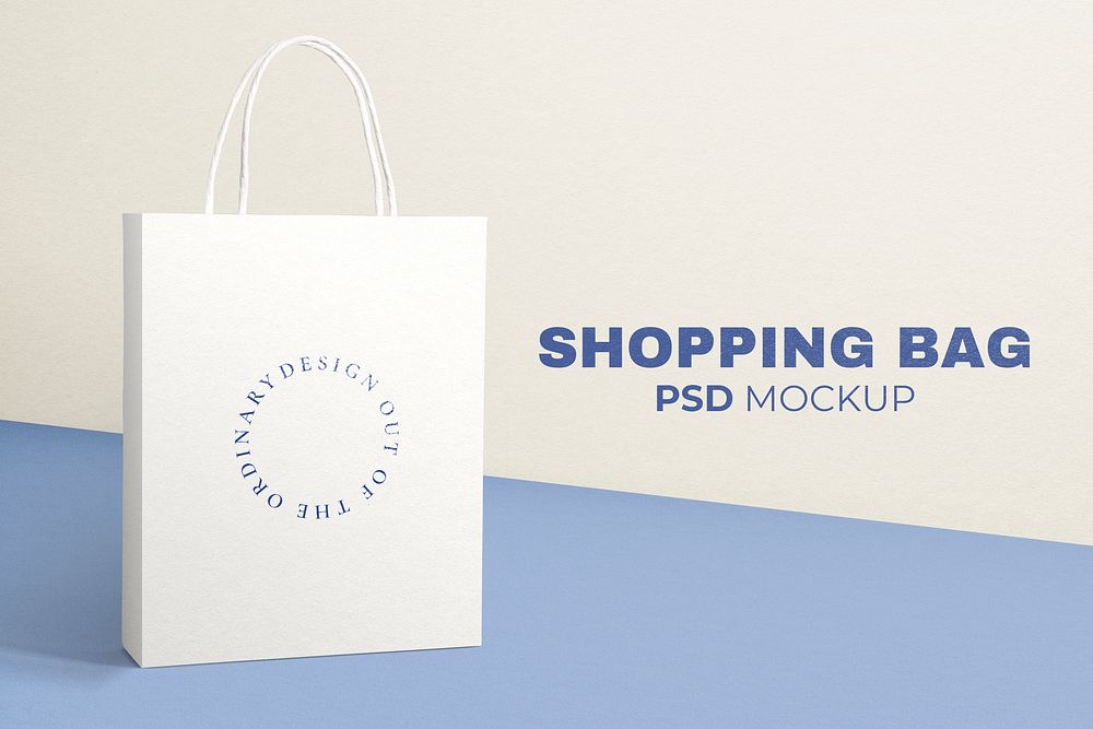 Paper shopping bag mockup psd in minimal style