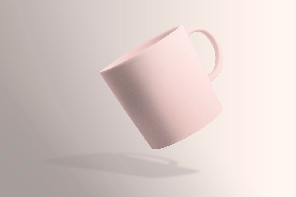 Ceramic coffee mug in pink minimal design